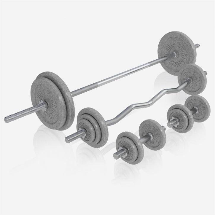 Banc de musculation universel avec set d'haltères en fonte de 108 kg - Gorilla Sports France
