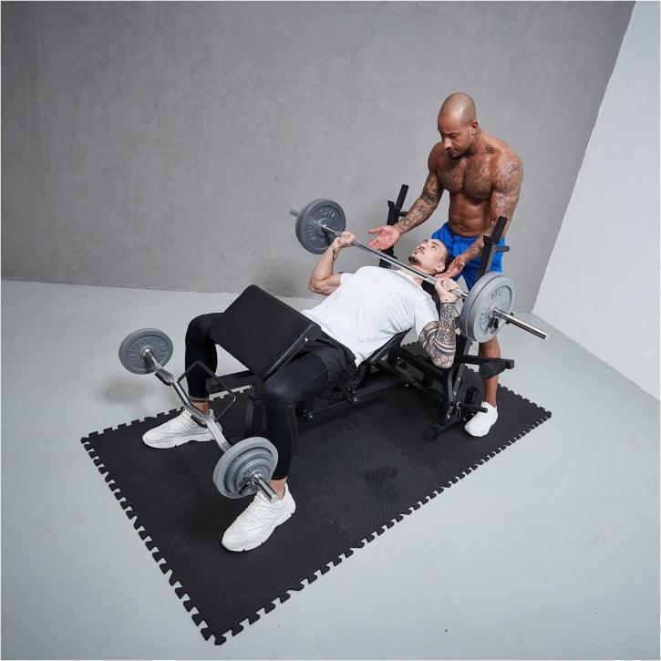 Banc de musculation universel avec set d'haltères en fonte de 108 kg - Gorilla Sports France