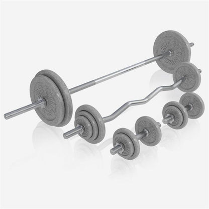 Banc de musculation universel avec set d'haltères en fonte de 108 kg - Gorilla Sports France