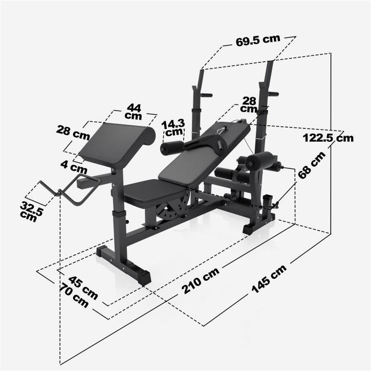 Banc de musculation universel avec set d'haltères en fonte de 108 kg - Gorilla Sports France