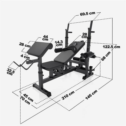 Banc de musculation universel avec set d'haltères en fonte de 108 kg - Gorilla Sports France