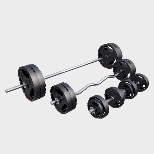 Set barre d'haltères en plastique 100 kg
