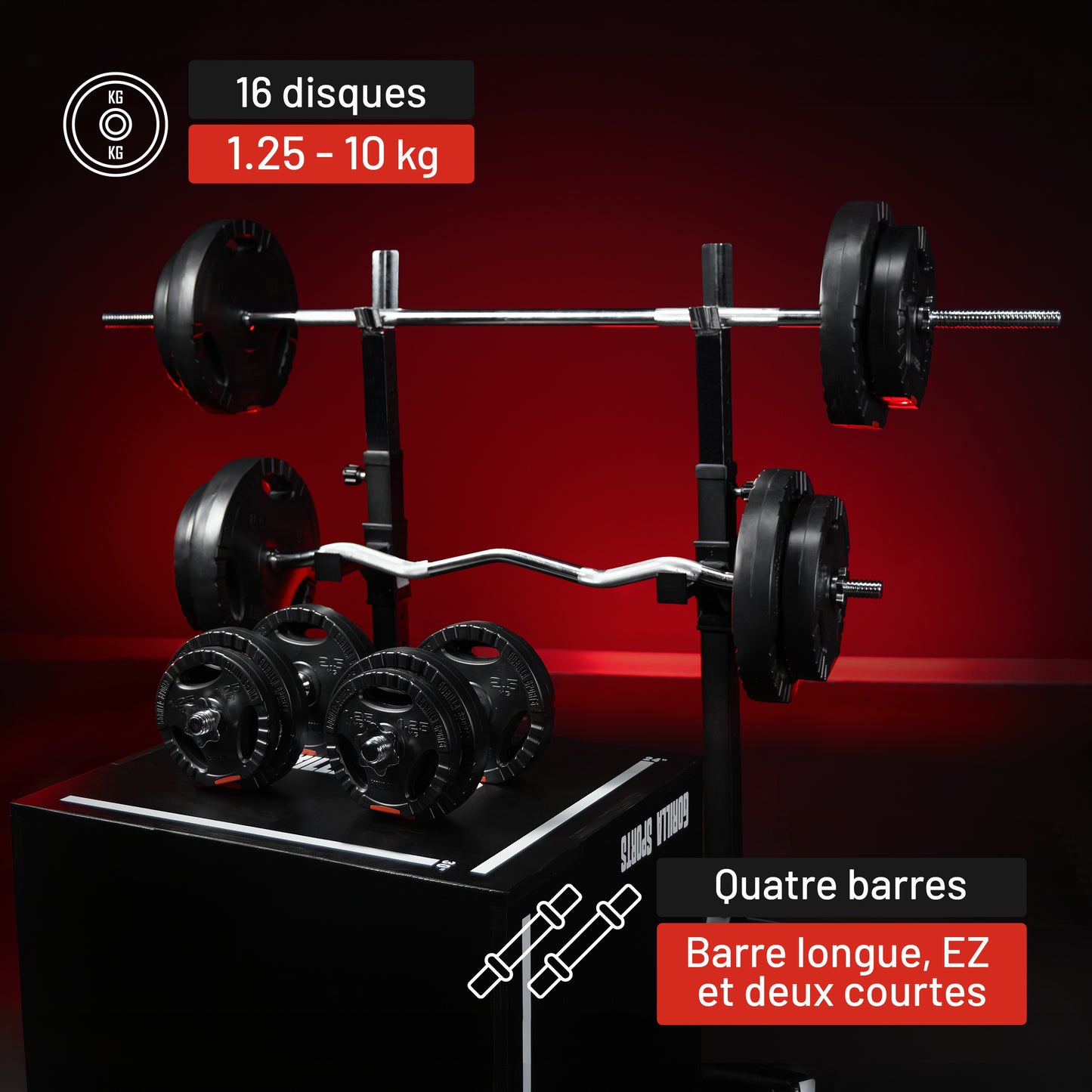 Set barre d'haltères en plastique 100 kg