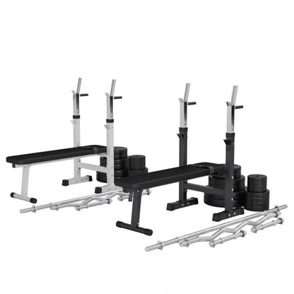 Banc de musculation avec set d'haltères longs - Gorilla Sports France