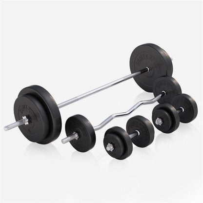 Banc de musculation avec set d'haltères longs - Gorilla Sports France