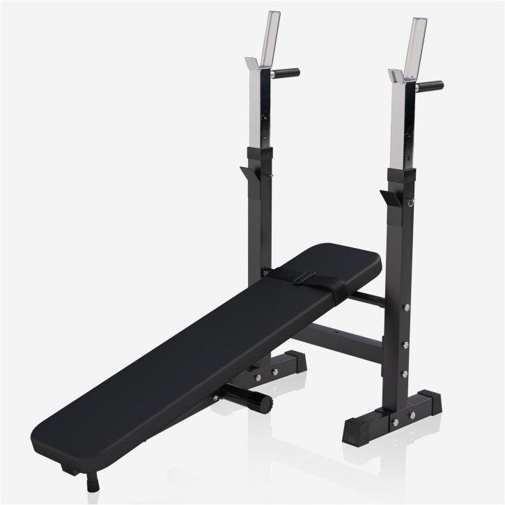 Banc de musculation avec set d'haltères longs - Gorilla Sports France
