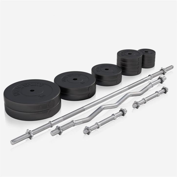 Banc de musculation avec set d'haltères longs - Gorilla Sports France