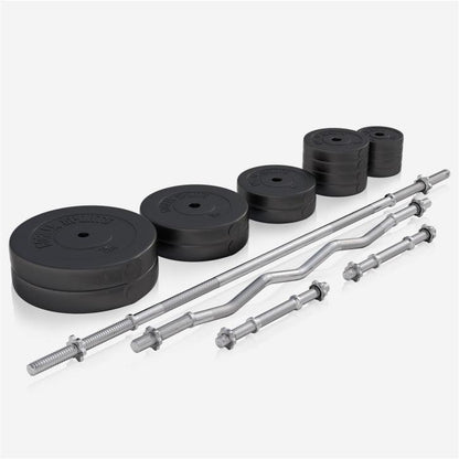 Banc de musculation avec set d'haltères longs - Gorilla Sports France