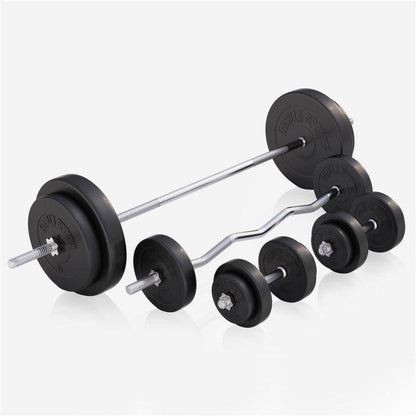 Banc de musculation avec set d'haltères longs - Gorilla Sports France