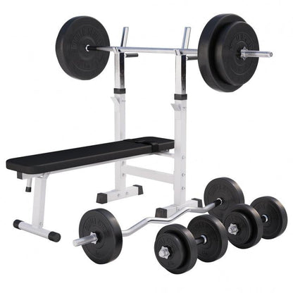 Banc de musculation avec set d'haltères longs - Gorilla Sports France