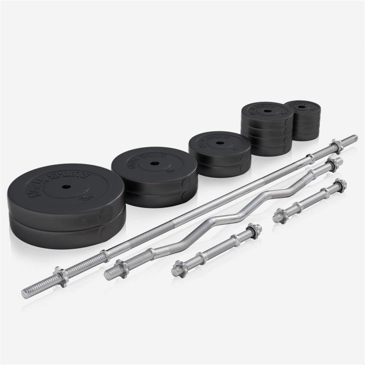 Banc de musculation avec set d'haltères longs - Gorilla Sports France