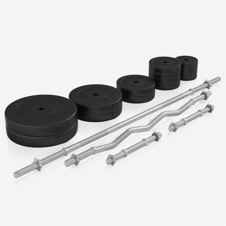 Banc de musculation universel avec set d'haltères 40 - 100 kg en plastique - Gorilla Sports France