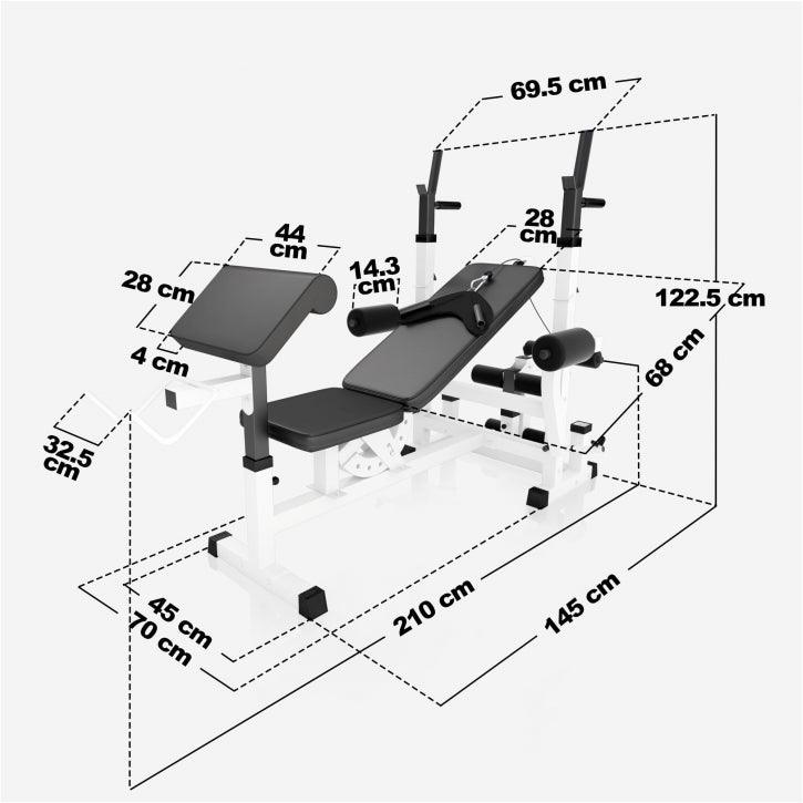 Banc de musculation universel avec set d'haltères 40 - 100 kg en plastique - Gorilla Sports France