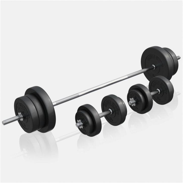 Banc de musculation universel avec set d'haltères 40 - 100 kg en plastique - Gorilla Sports France