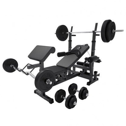 Banc de musculation universel avec set d'haltères 40 - 100 kg en plastique - Gorilla Sports France