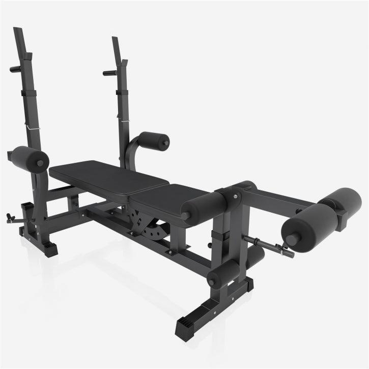 Banc de musculation universel avec set d'haltères 40 - 100 kg en plastique - Gorilla Sports France