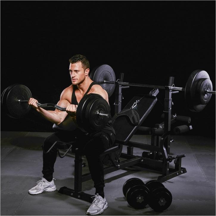 Banc de musculation universel avec set d'haltères 40 - 100 kg en plastique - Gorilla Sports France
