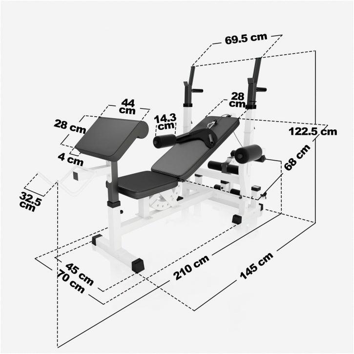 Banc de musculation universel avec set d'haltères 40 - 100 kg en plastique - Gorilla Sports France