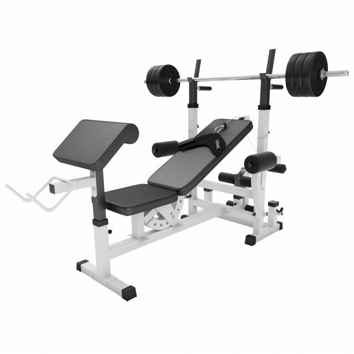 Banc de musculation universel avec set d'haltères 40 - 100 kg en plastique - Gorilla Sports France