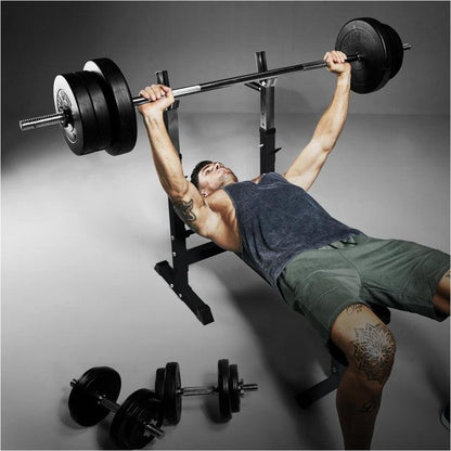 Banc de musculation avec set d'haltères longs - Gorilla Sports France