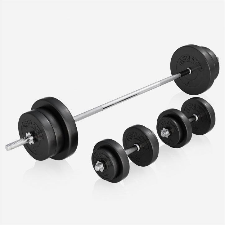 Banc de musculation avec set d'haltères longs - Gorilla Sports France