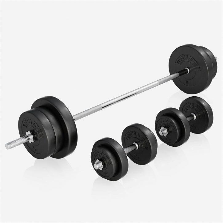 Banc de musculation avec set d'haltères longs - Gorilla Sports France