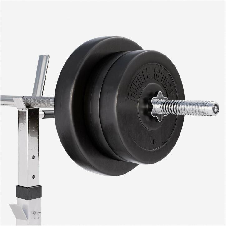 Banc de musculation avec set d'haltères longs - Gorilla Sports France