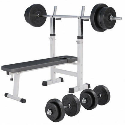 Banc de musculation avec set d'haltères longs - Gorilla Sports France