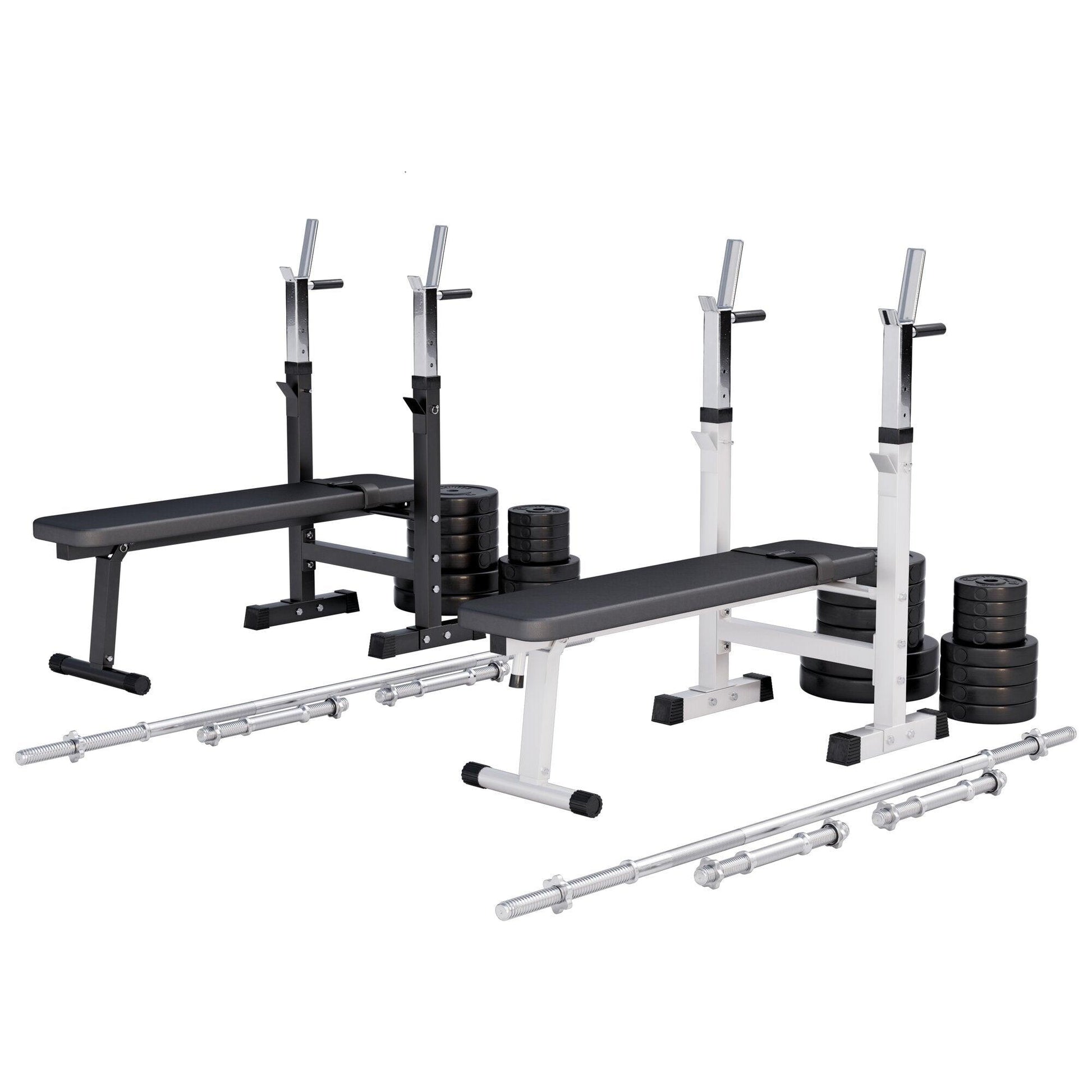Banc de musculation avec set d'haltères longs - Gorilla Sports France