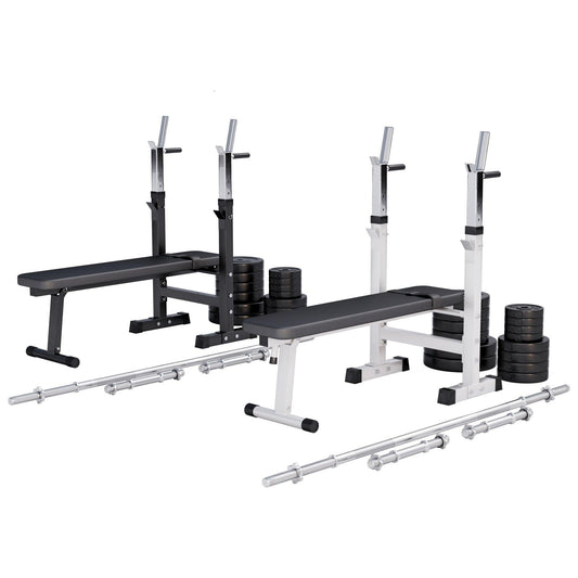 Banc de musculation avec set d'haltères longs - Gorilla Sports France