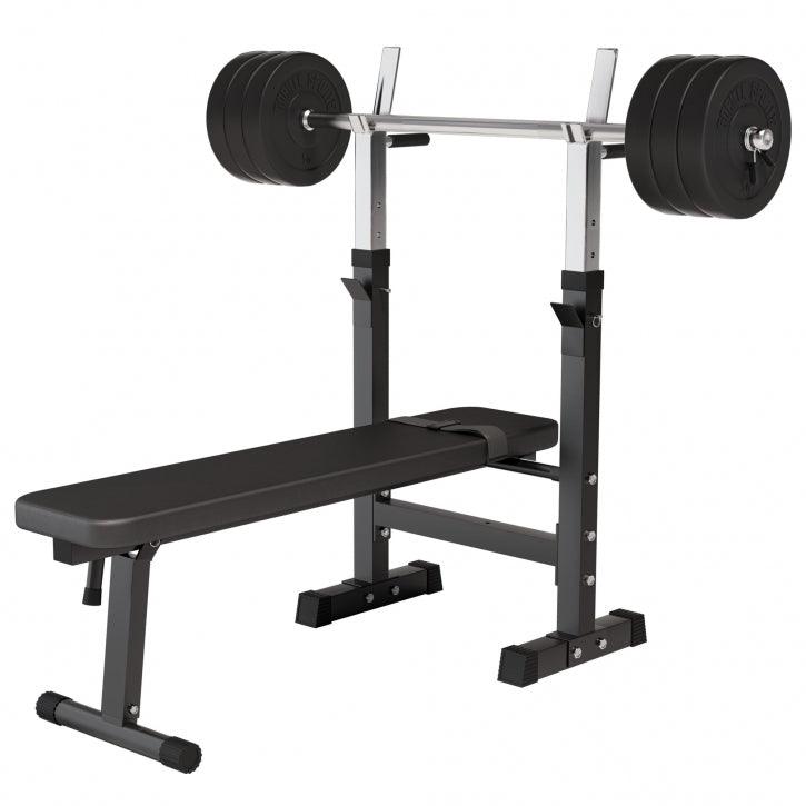 Banc de musculation avec set d'haltères longs - Gorilla Sports France