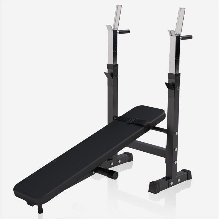 Banc de musculation avec set d'haltères longs - Gorilla Sports France