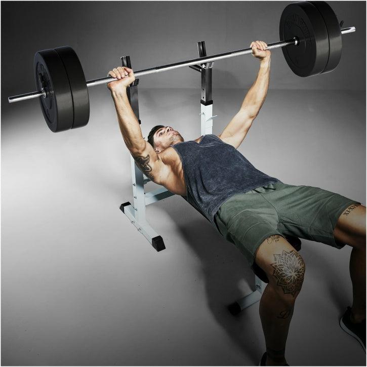 Banc de musculation avec set d'haltères longs - Gorilla Sports France