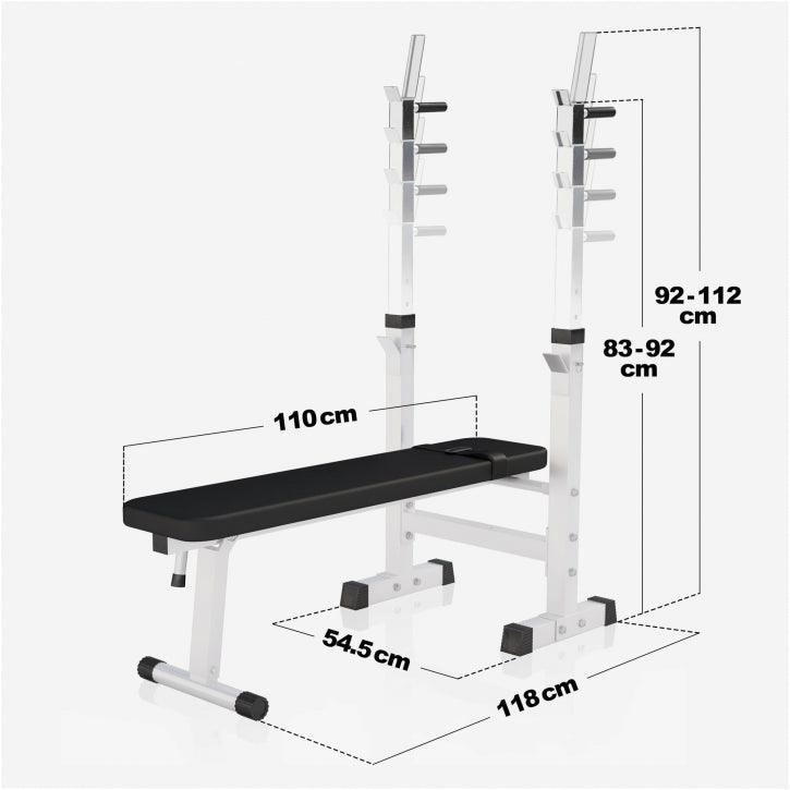 Banc de musculation avec set d'haltères longs - Gorilla Sports France