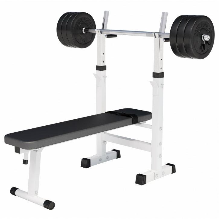 Banc de musculation avec set d'haltères longs - Gorilla Sports France