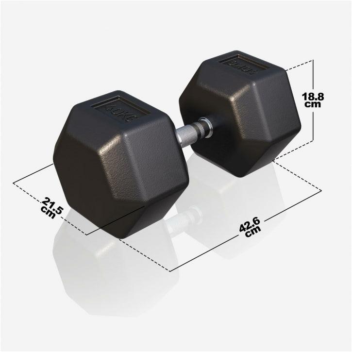 Haltère hexagonal en caoutchouc - Gorilla Sports France