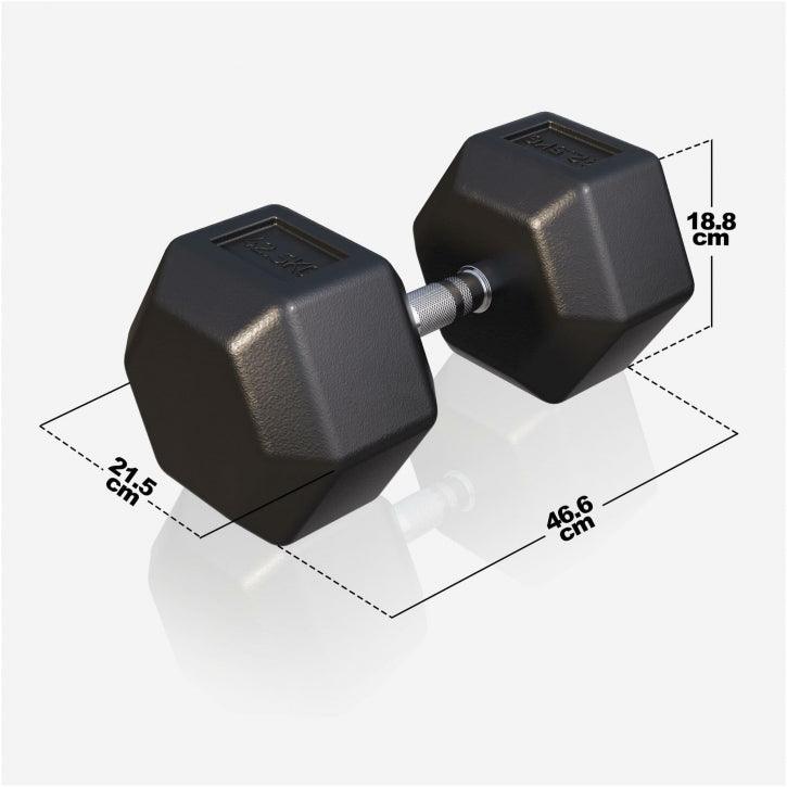 Haltère hexagonal en caoutchouc - Gorilla Sports France