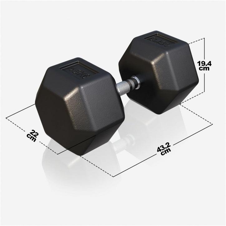 Haltère hexagonal en caoutchouc - Gorilla Sports France