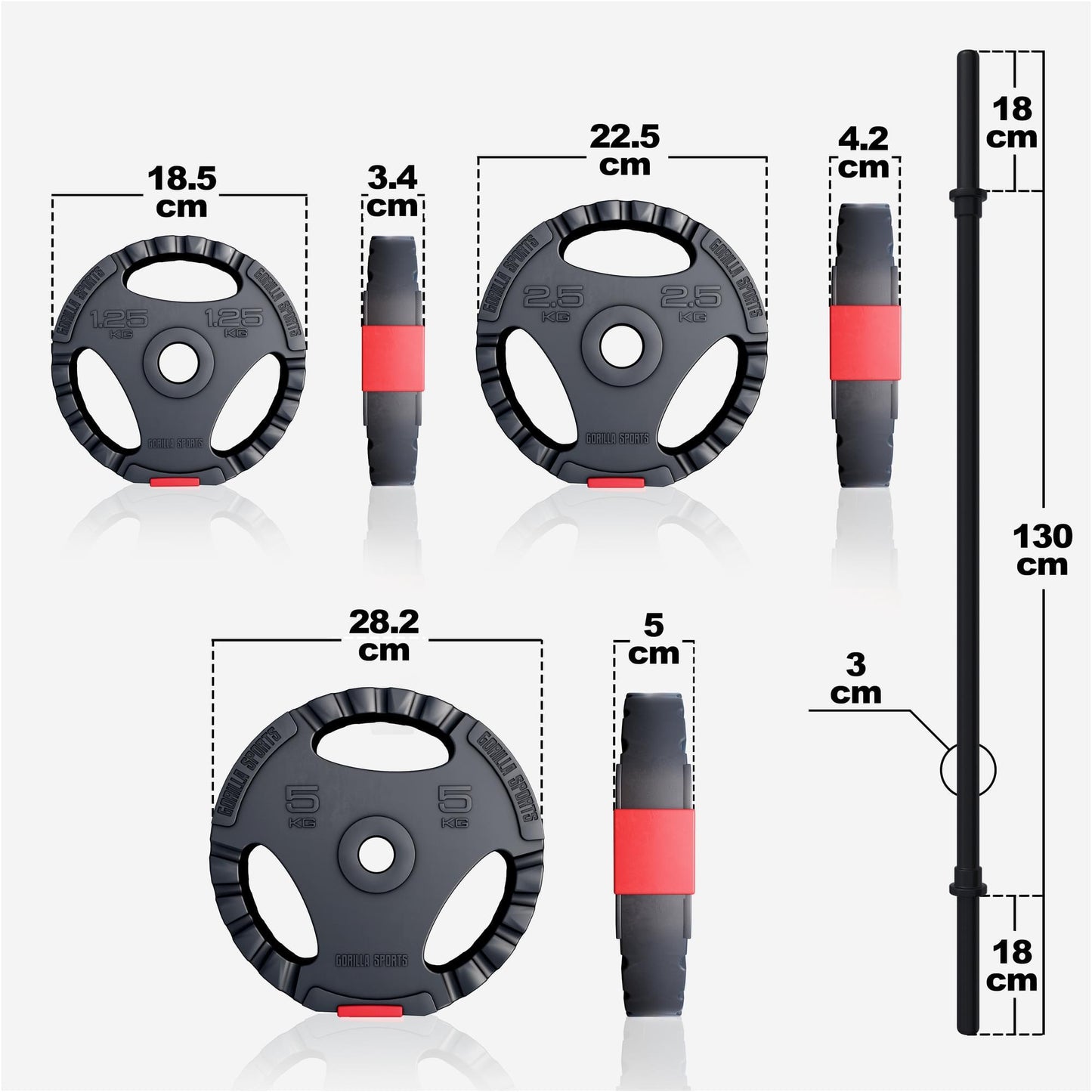 Set d’haltères aérobic en plastique de 20 kg - Gorilla Sports France