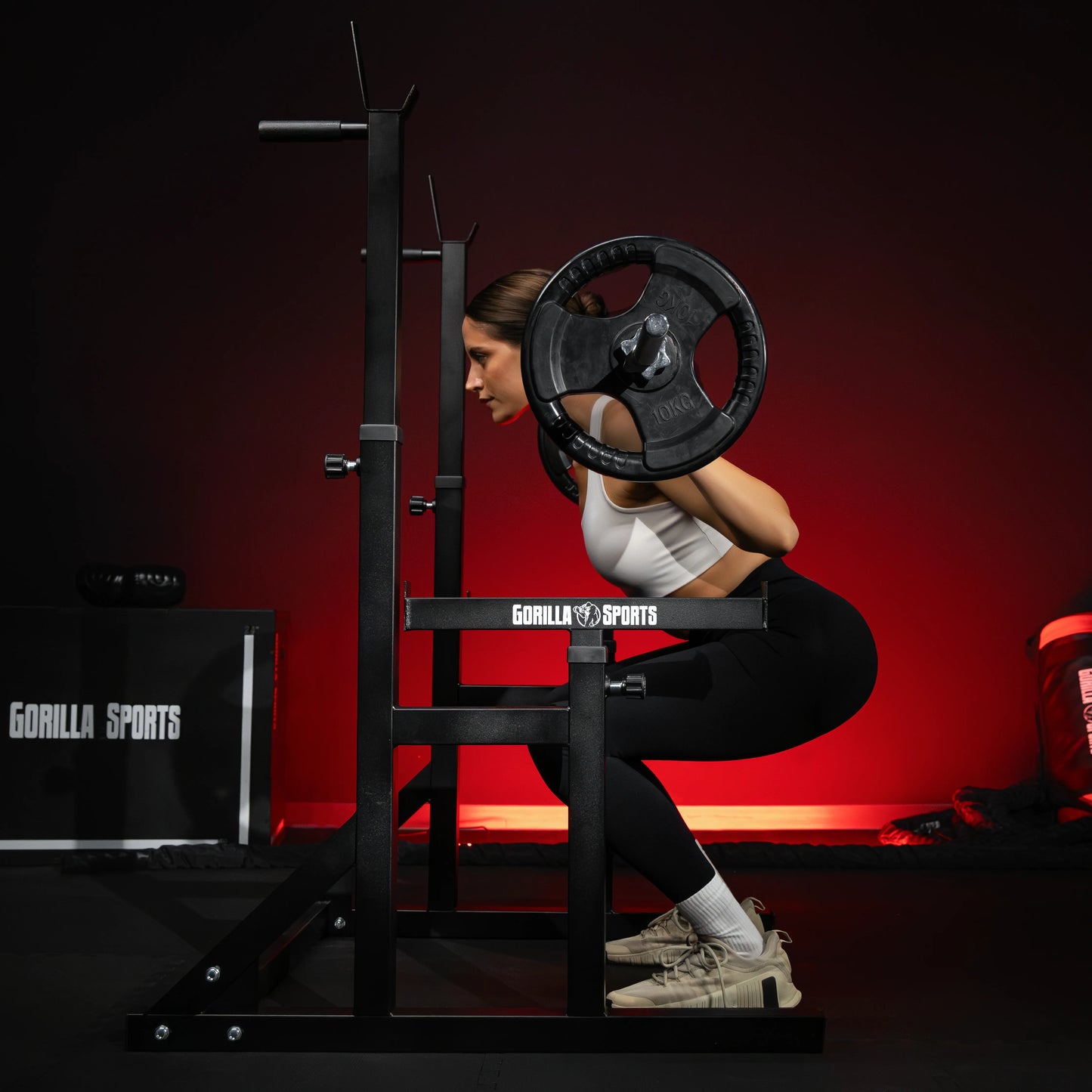 Rack à squat multifonction réglable avec poignées dips