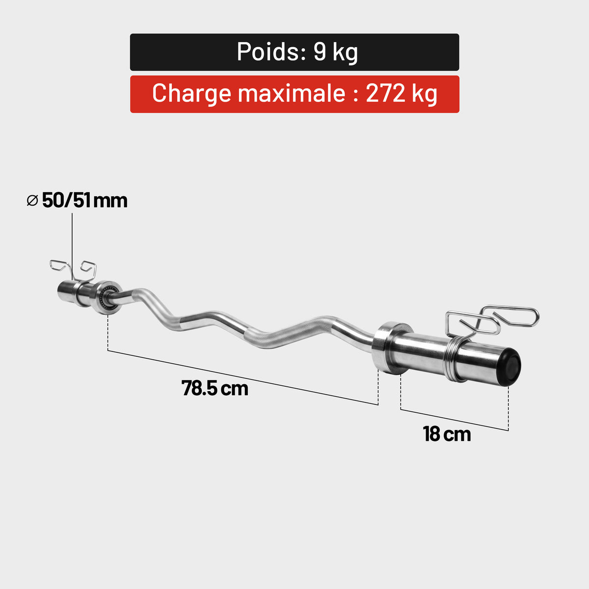 Barre de curl SZ 120 cm - 50/51 mm