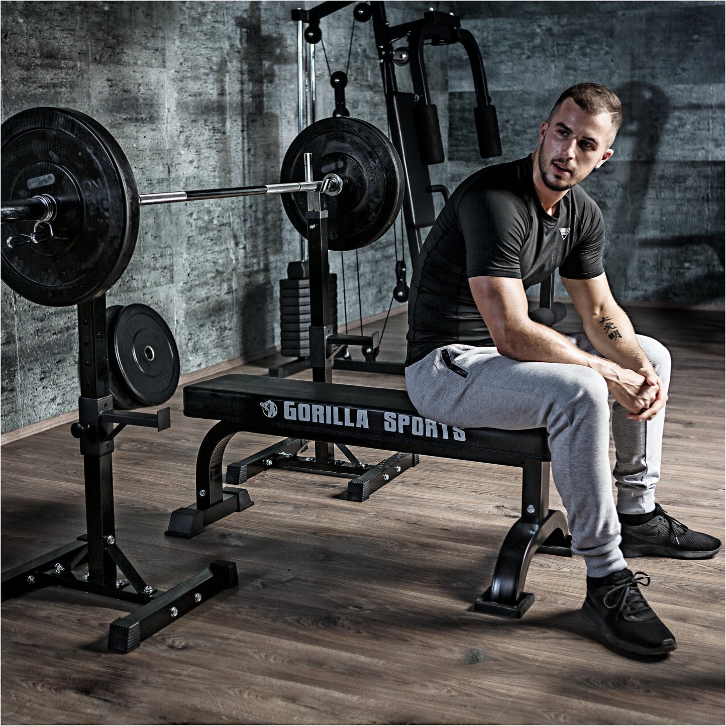 Support pour haltères avec poids de musculation 35 kg
