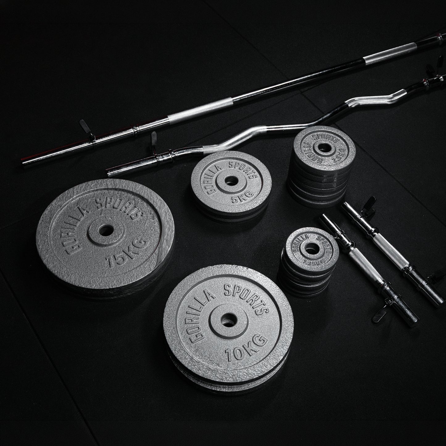 Set d'haltères en fonte 108 kg avec stop disques à ressort