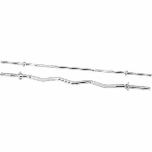 Set d’haltères - Barre d'haltère longue de 183 cm (6ft) & Barre de curl EZ de 122 cm (4ft) - Gorilla Sports France