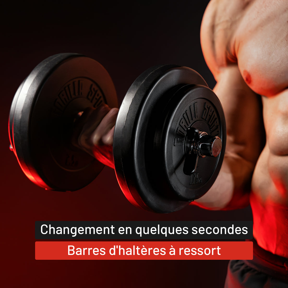 Set d'haltères courts de 35 cm avec stop-disques à ressort