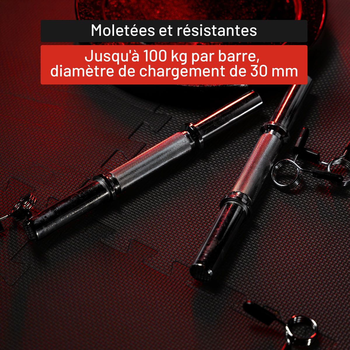 Set d'haltères courts de 35 cm avec stop-disques à ressort