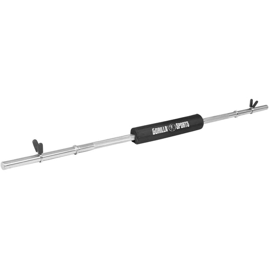 Barre longue de 170 cm avec stop disques à ressort et coussin de protection - Gorilla Sports France