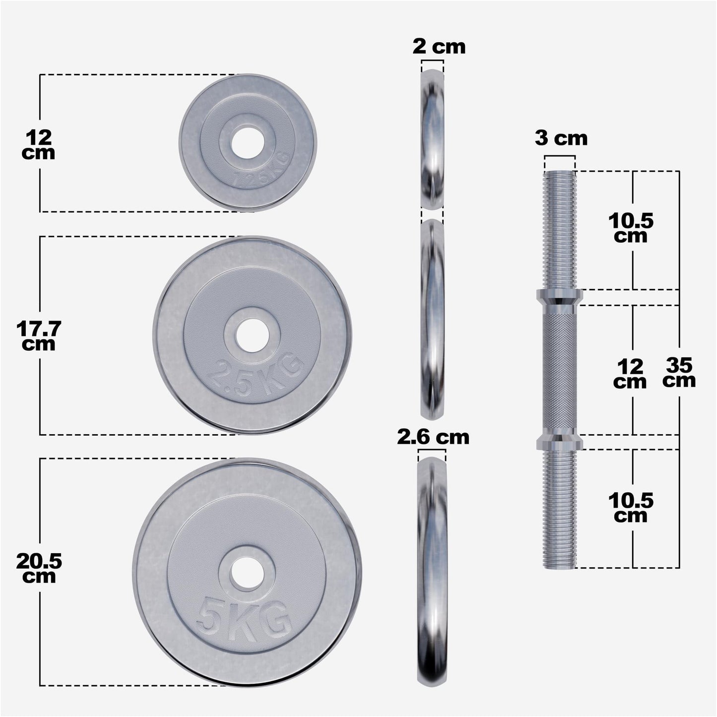 Set d'haltères Chrome 30 kg - Gorilla Sports France