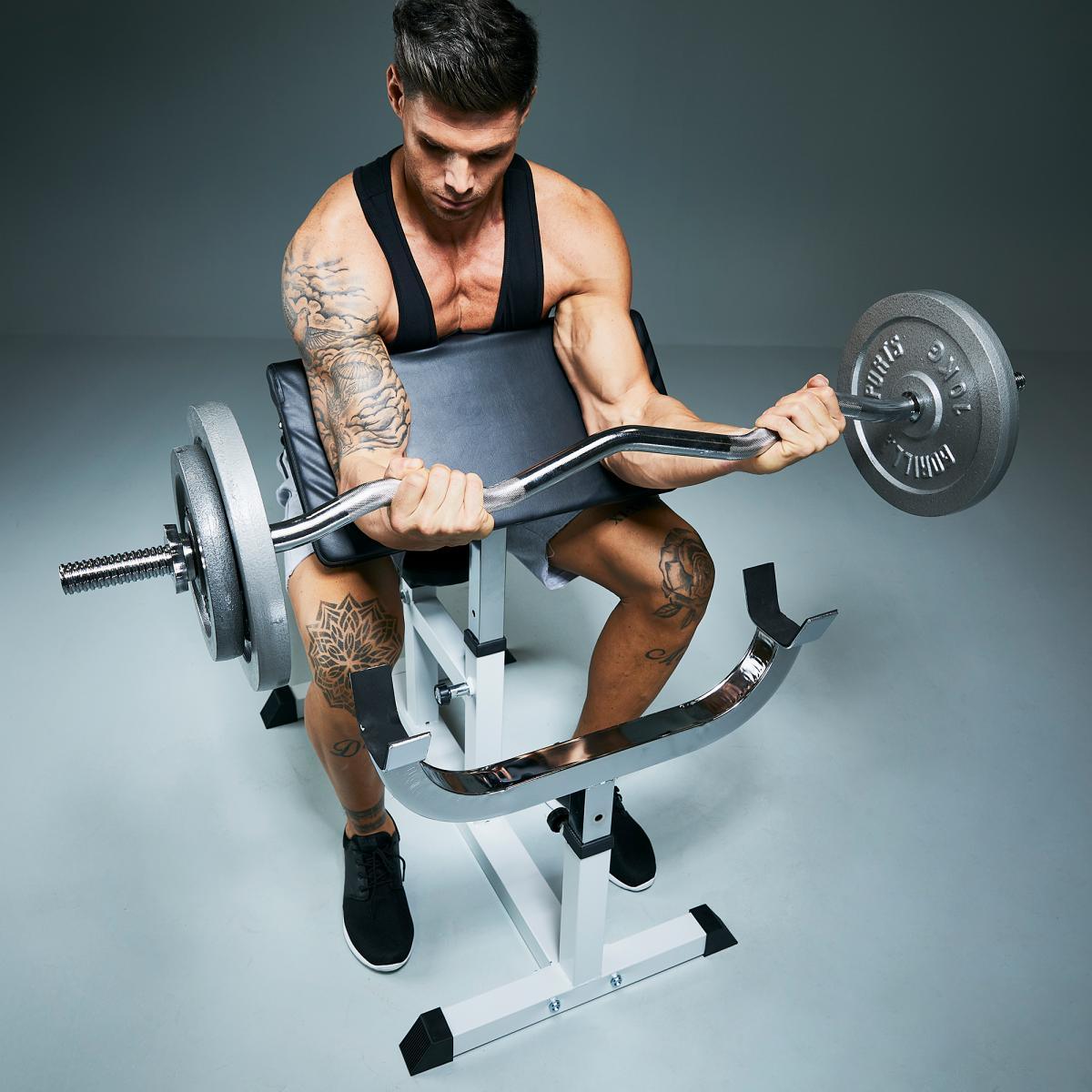 Banc à curls avec barre de 120 cm - Gorilla Sports France