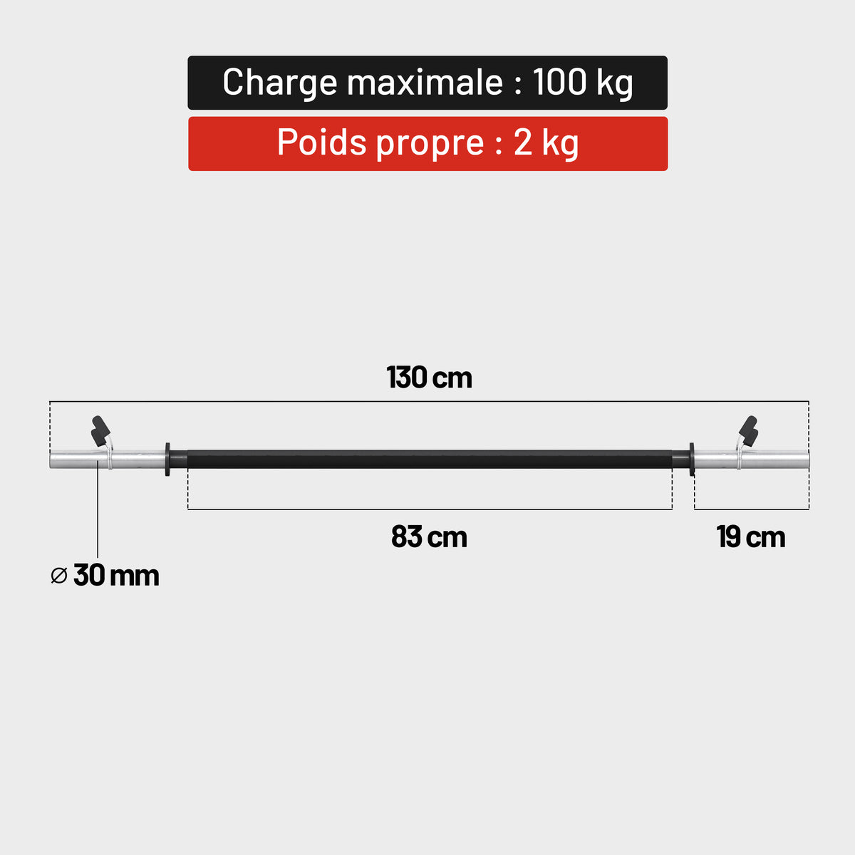 Barre longue d'aérobic 130 cm